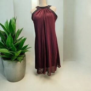 Scarlett Wine Halter Midi Dress